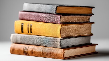 a small stack of books on a white isolated background, minimalist and clean design
