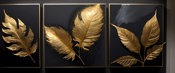 Mixed media canvases combining bold spray paint delicate charcoal and shimmering gold leaf