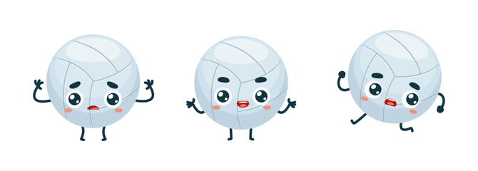 Obraz premium Emoticon set of volley ball 