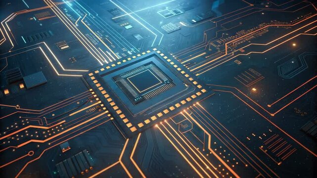 High-tech Central Processing Unit CPU Microchip Circuit Board Technology