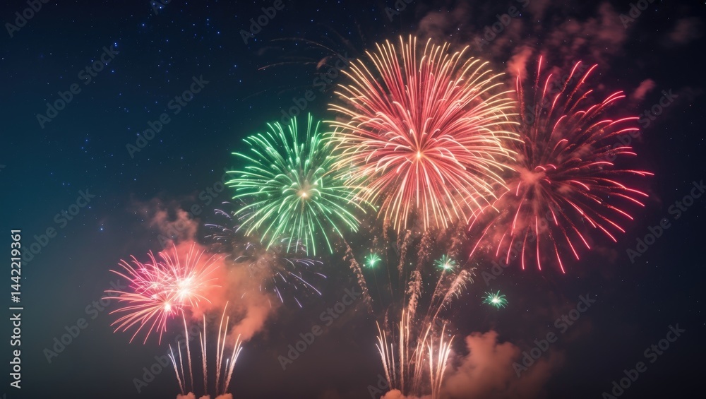 Aufkleber Fireworks Display with a Backdrop
