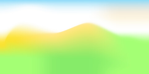 Obraz premium Abstract light fantasy spring landscape gradient background yellow green blue colors. Vector horizontal backdrop for seasonal poster, flyer, web banner, social media design.