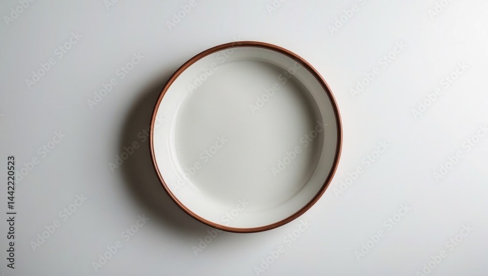 Poster Top-down view of an empty white bowl isolated on background
