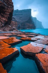 Dramatic coastal rocks and water