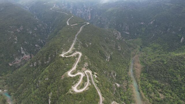 Papingo hairpin road in Vikos National Park, Epirus, Greece 