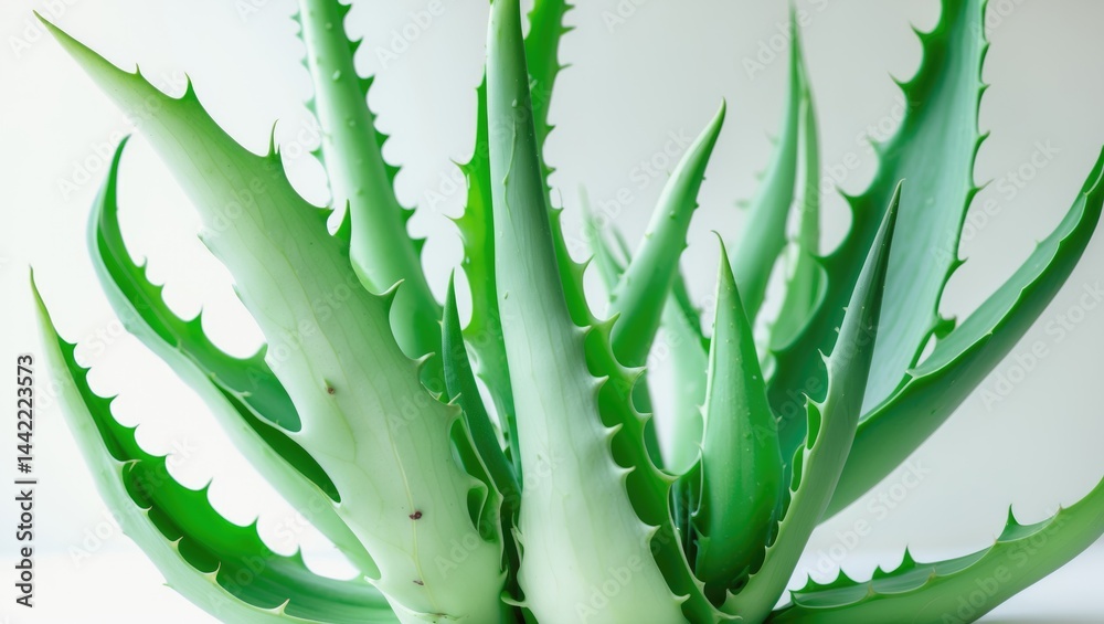 Aufkleber falling aloe vera, isolated on a backdrop, with comprehensive depth of field