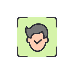 Face recognition colored icons, minimalist vector illustration ,simple transparent graphic element .Isolated on white background