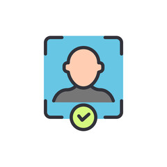 Face recognition colored icons, minimalist vector illustration ,simple transparent graphic element .Isolated on white background