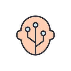 Face recognition colored icons, minimalist vector illustration ,simple transparent graphic element .Isolated on white background