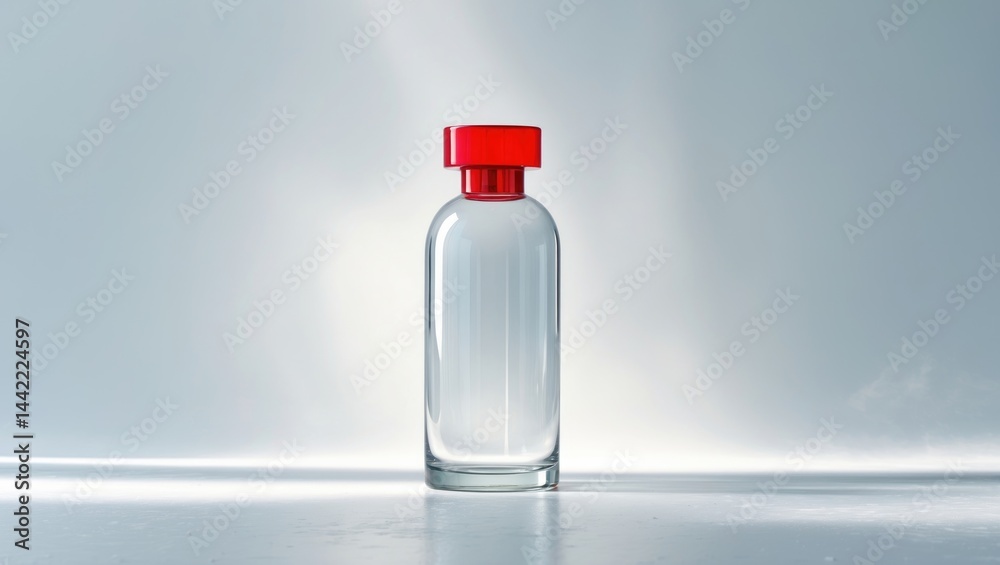 Poster an empty beer bottle alone on a white background