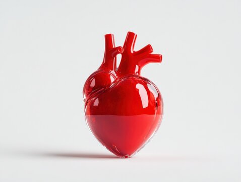 Red anatomical heart glass