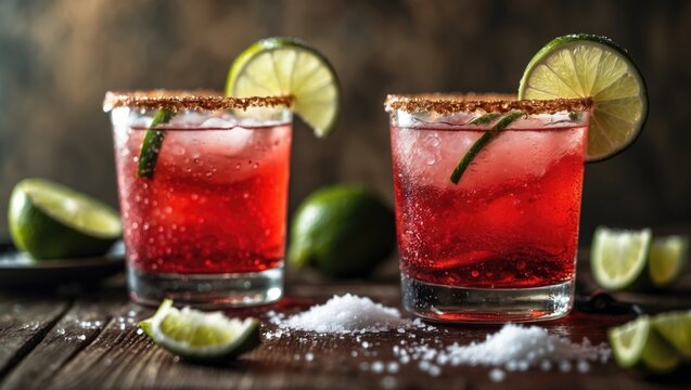 Homemade Tomato Juice Michelada with a Salted Rim - Powered by Adobe