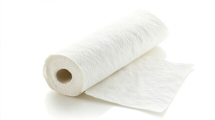Fototapeta premium Roll of Paper Kitchen Towels, Isolated on White Background, Essential for Everyday Cleaning and Convenience