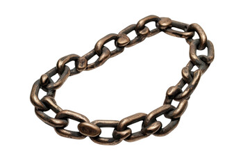 Obraz premium Rustic bronze chain bracelet strong links unique design textured metal close up view against white