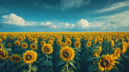 Obraz premium A expansive sunflower field of flora