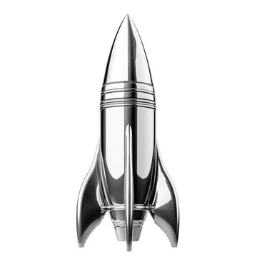 Sleek chrome rocket spaceship design futuristic space travel exploration