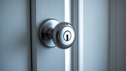 Stainless steel door handle on a door