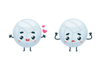 Set Emoticon set of Soccer ball and baseball