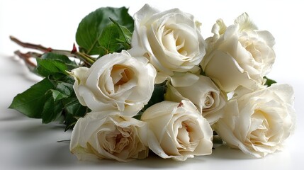 Obraz premium a bouquet of white roses on a white isolated background, elegant and refined
