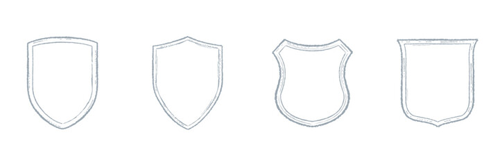 Vintage frame border illustration set, Vector hand drawn crest design element.