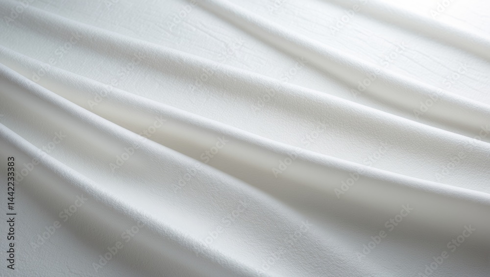 Aufkleber Textured background of a white soft rough textile material, close-up of an empty fabric surface.