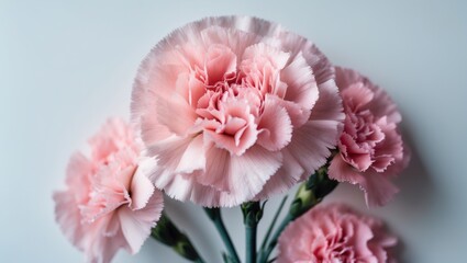 Fototapeta premium Carnation flowers stacked with a background