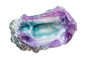Stunning Rainbow Fluorite Geode vibrant purple teal and white crystals with a unique cave like