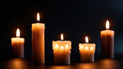 Candle burning against a dark backdrop
