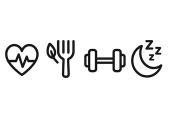 Obraz premium Icons of wellness that encompass vital signs, nutrition, physical activity, and sleep