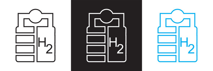 H2 hydrogen electrolysis  icon. Vector for websites, mobile interfaces, presentations, banner, visual branding etc. Vector illustration. isolated on white and black background. EPS 10