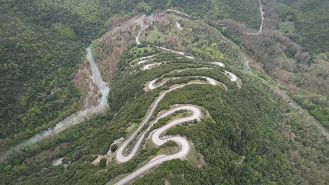 Papingo hairpin road in Vikos National Park, Epirus, Greece 