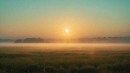 Obraz premium Dawn breaking over summer fields. Nature arrangement.