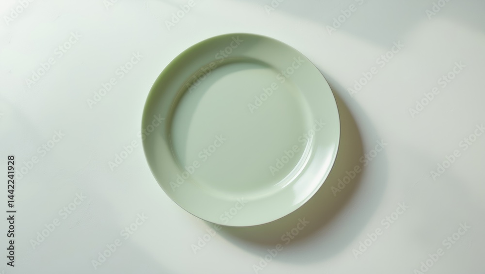 Aufkleber round ceramic plate without contents isolated on background with clipping path. viewed from above