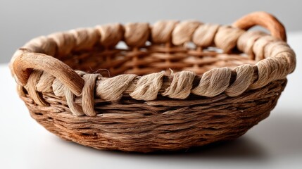 Obraz premium a handwoven basket on a white isolated background, natural and charming design