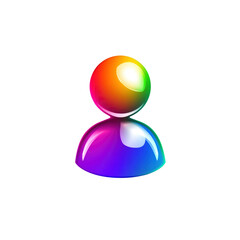 Vibrant Rainbow User Icon 3D Glossy Profile Symbol