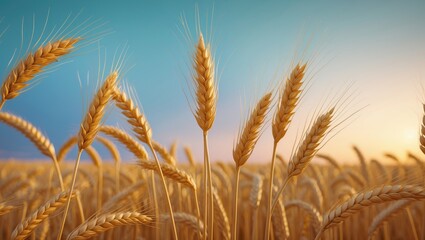 Ripe Wheat Heads Gently Moving in the Wind