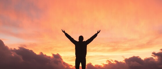 Person with arms up to sky