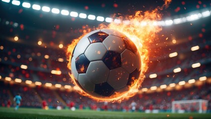 Fiery soccer ball makes its exit from the stadium