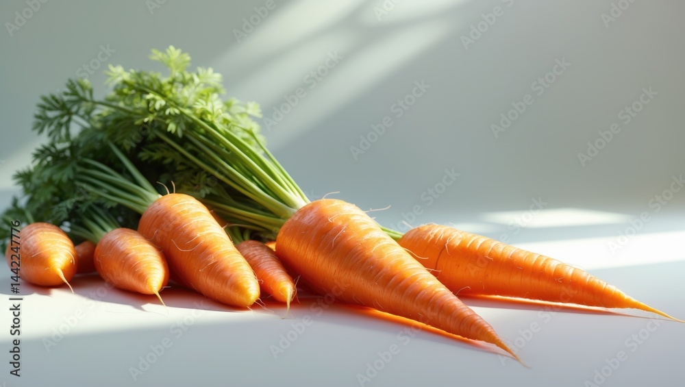 Poster Background with isolated falling carrot, full depth of field and clipping path