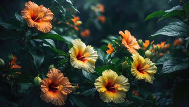 Within the mallow family, Hibiscus elatus or Talipariti elatum is a flowering tree species highlighted with selective focus.