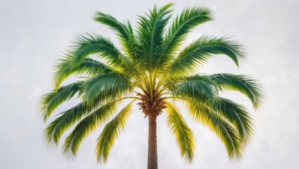 Isolated palm tree on white backdrop suitable for park or garden decoration