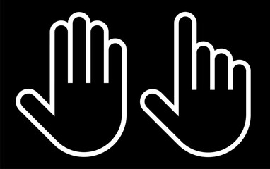 Obraz premium Hand icons, hand and hand pointervector sign, palm, stop, clicking symbol.