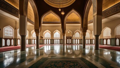 Fototapeta premium Interior of a Mosque with intricate architectural details