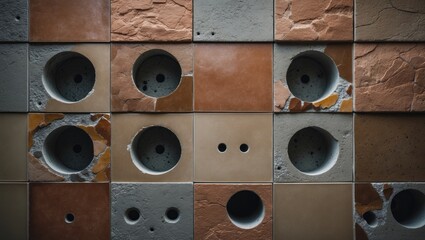 Fototapeta premium Holes in the wall for electrical outlet mounting