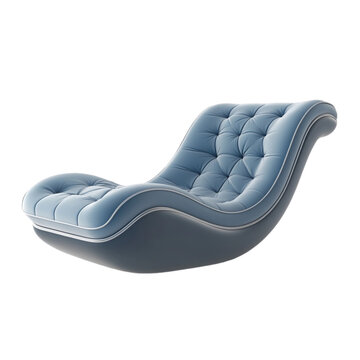 recommend clip art: Stylish blue upholstered lounge chair modern design curved silhouette comfortable seating