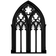 Gothic Church Window Silhouettes isolated on white background