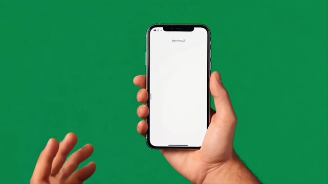 Smartphone Mockup: Blank Screen on Green Background