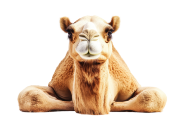 Camel seated, calm expression