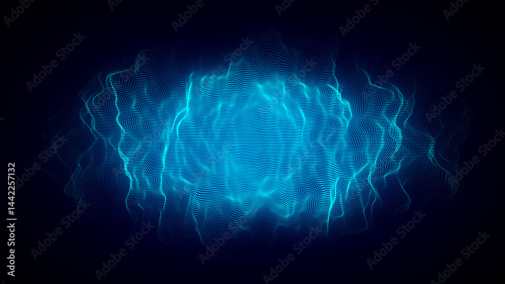 Aufkleber technology blue sphere with connecting dots and lines. digital abstract network structure. 3d render