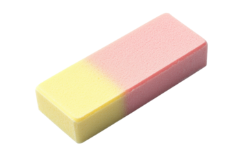 Two toned pastel pink and yellow nail buffer block perfect for smooth nails isolated on white